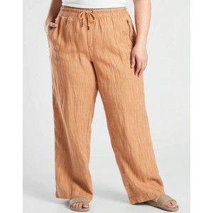 Athleta Womens Plus Cabo Linen Wide Leg Textured Pant Size 26 Orange Beach Vacay